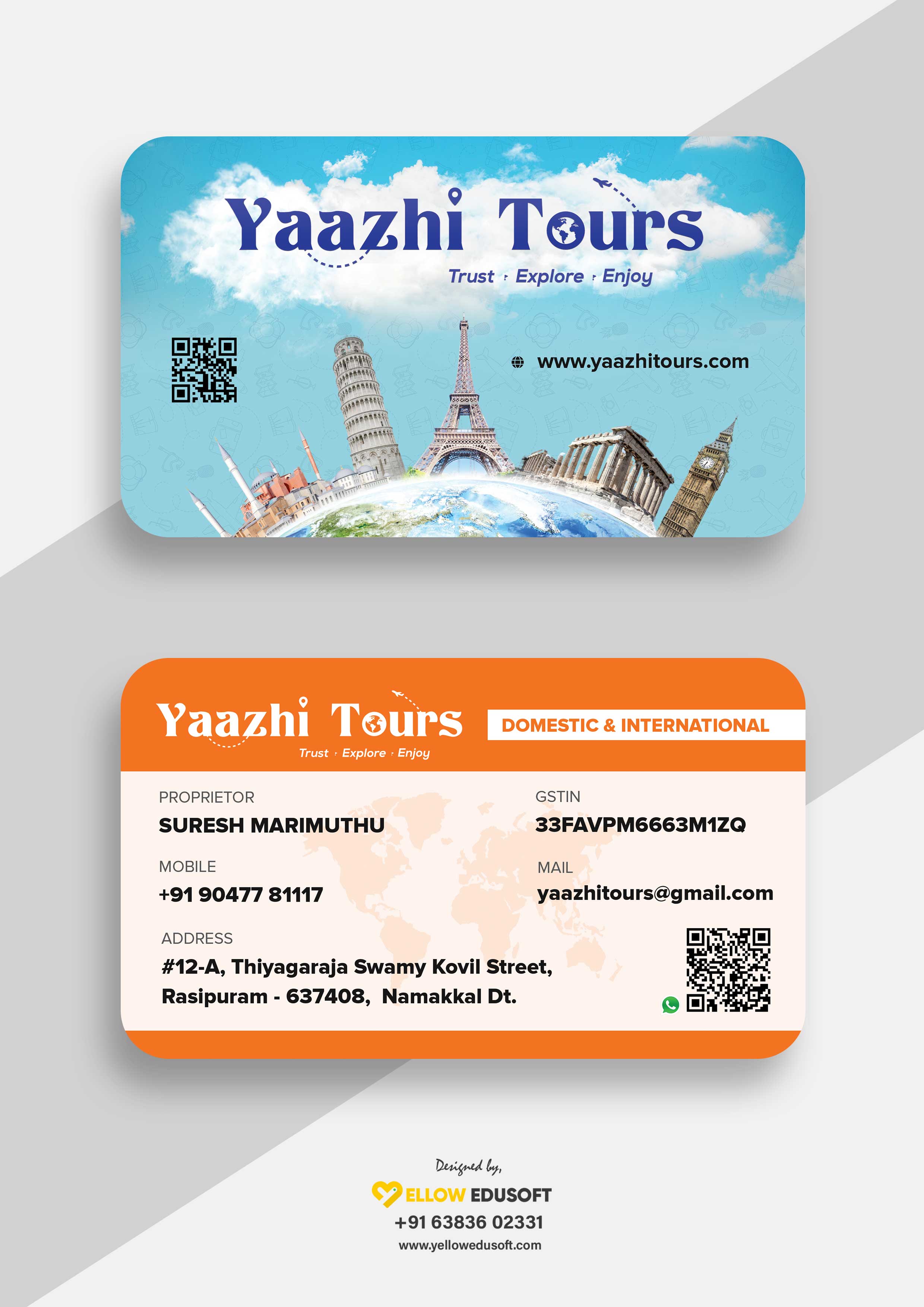 Yaazhi Tours Business Card